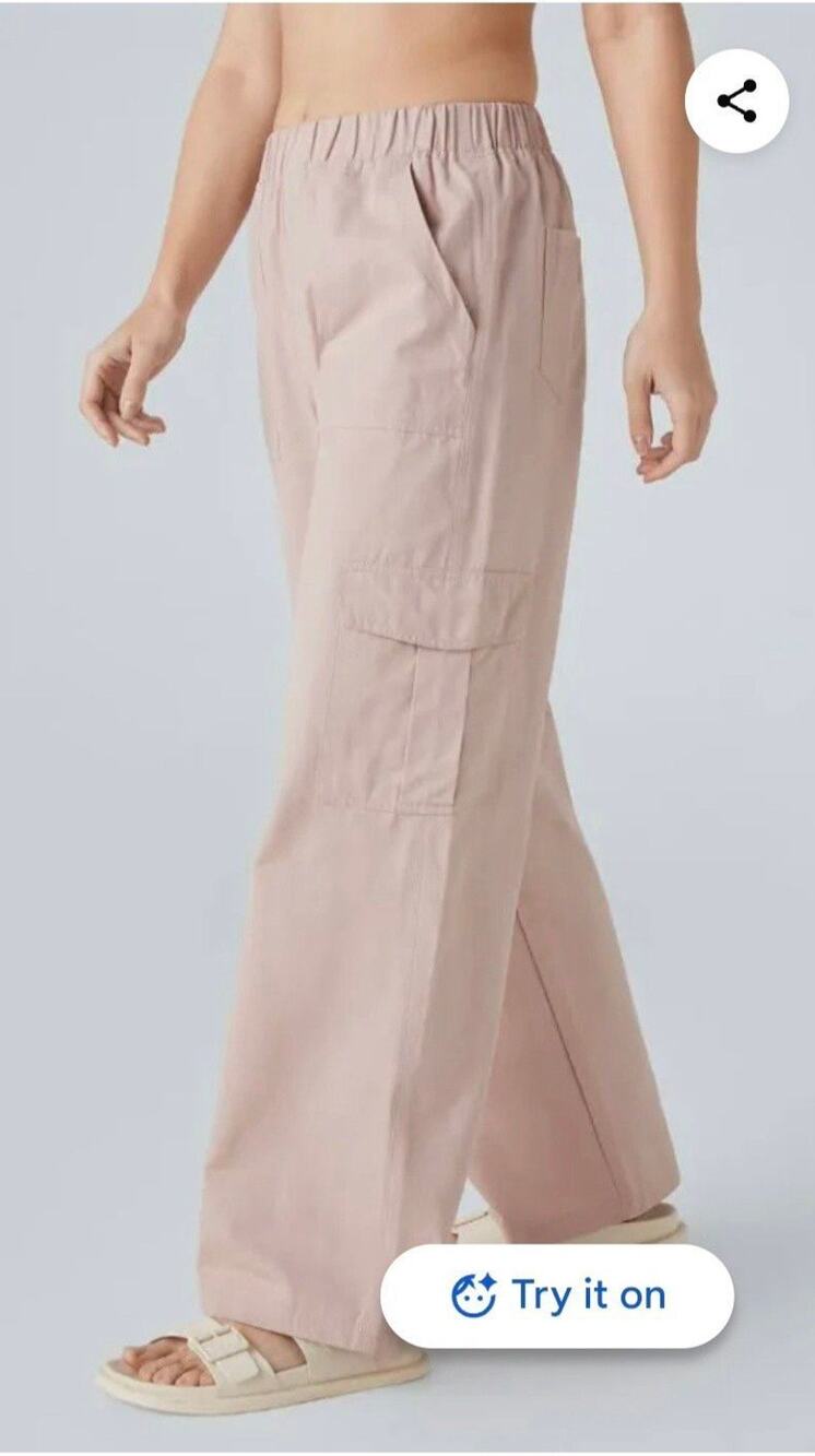 Halara Straight Leg Multi Pocket Cargo Pants In Blush Pink Medium NWOT B4